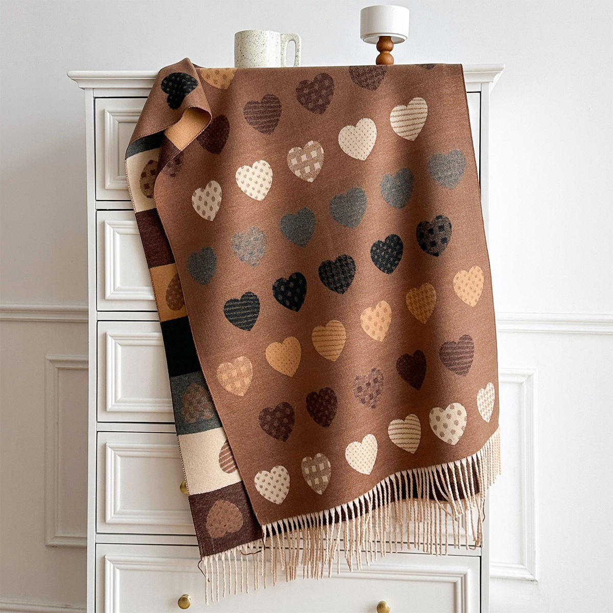 Cashmere Pashmina Wrap - Kadınlar için İmitasyon Kaşmir Eşarp Saçaklı